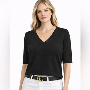 House of Harlow 1960 Cashmere V Neck Half Sweater Black size M